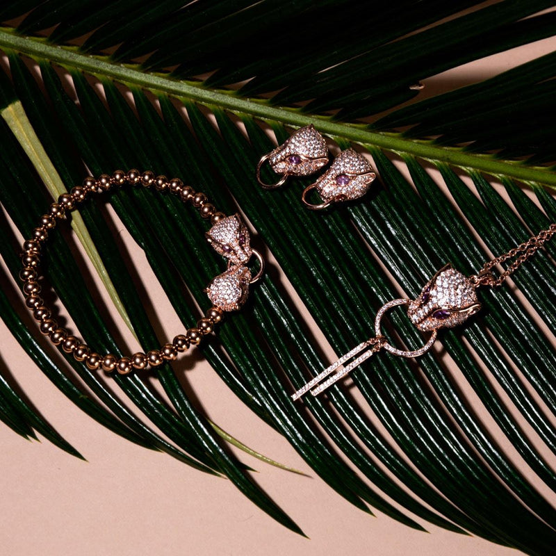 Panthère de Keysi Sayago | Or rose 18 carats | Bracelet en cristal de zircon cubique