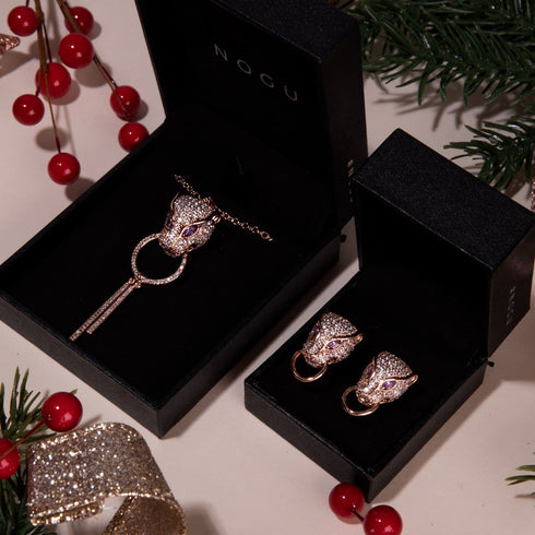 Panthera by Keysi Sayago | 18k Rose Gold | Cubic Zirconia Crystal Necklace