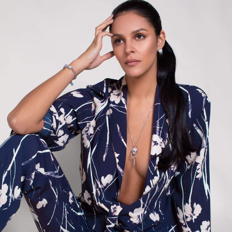 Panthère de Keysi Sayago | Or blanc 18 carats | Boucles d'oreilles en cristal de zircon cubique