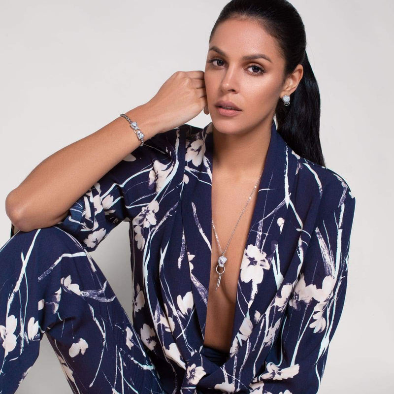 Panthère de Keysi Sayago | Or blanc 18 carats | Boucles d'oreilles en cristal de zircon cubique