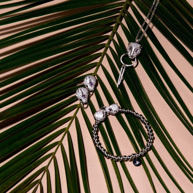 Panthère de Keysi Sayago | Or blanc 18 carats | Collier en cristal de zircon cubique