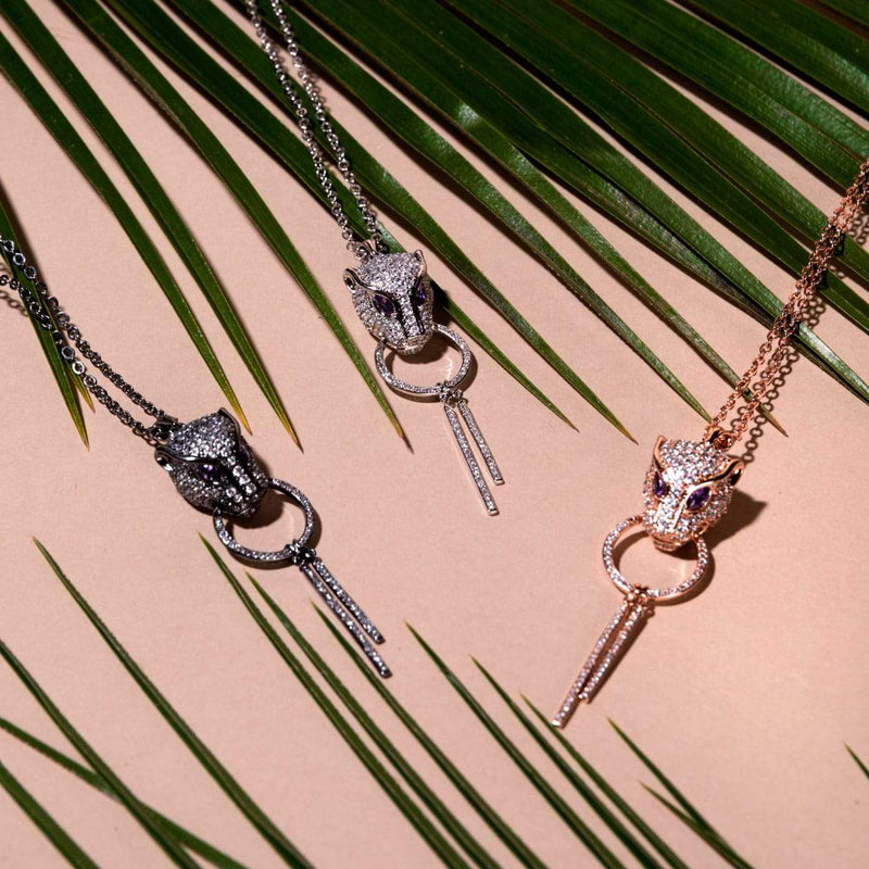 Panthère de Keysi Sayago | Bronze à canon | Collier en cristal de zircon cubique