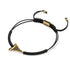 Bracelet macramé noir dent de requin par Lauren Howe | Or Vermeil .925 | Cristal noir