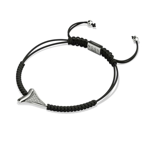 Bracelet macramé noir dent de requin par Lauren Howe | Argent sterling .925 | Cristal