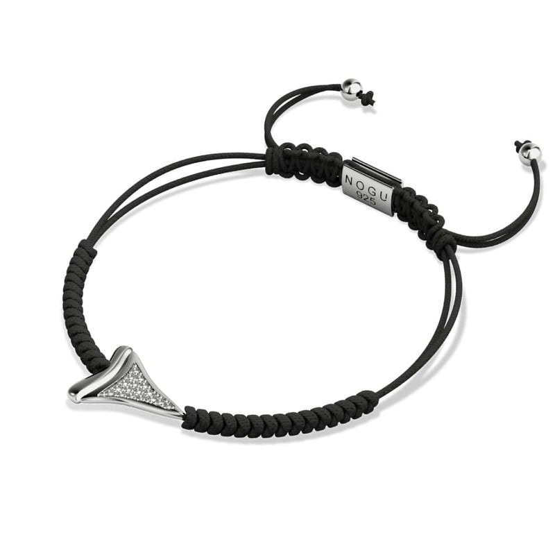 Shark Tooth Black Macrame Bracelet by Lauren Howe | .925 Sterling Silver | Crystal