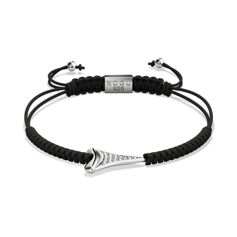 Shark Tooth Black Macrame Bracelet by Lauren Howe | .925 Sterling Silver | Crystal
