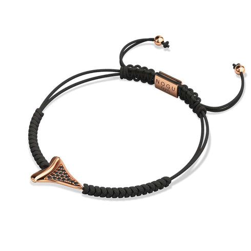 Bracelet macramé noir dent de requin par Lauren Howe | .925 Argent Sterling Or Rose Vermeil | Cristal noir