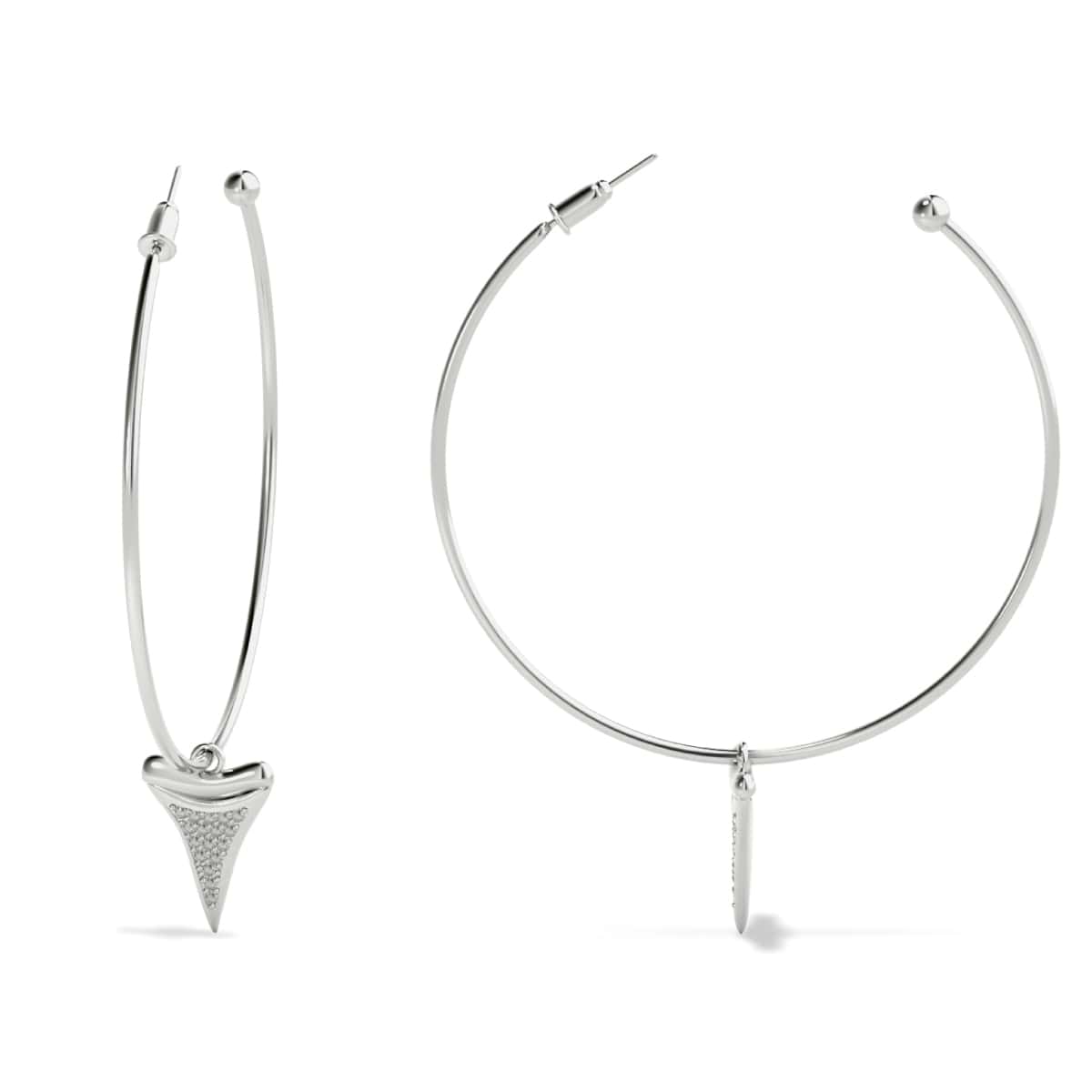 Boucles d'oreilles créoles à dents de requin par Lauren Howe | Argent sterling .925 | Cristal