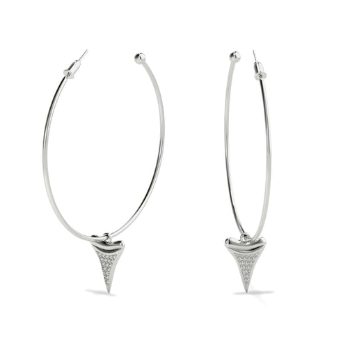 Boucles d'oreilles créoles à dents de requin par Lauren Howe | Argent sterling .925 | Cristal
