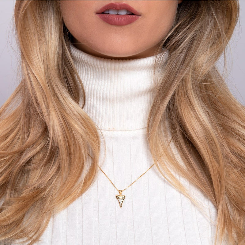 Shark Tooth Infinity Clasp Necklace by Lauren Howe | .925 Sterling Gold Vermeil | Crystal