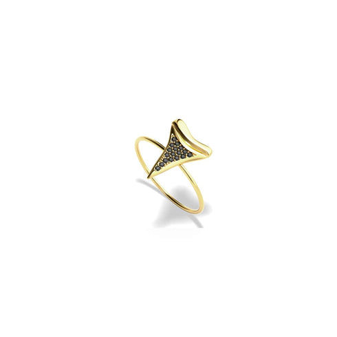 Anneau de dent de requin par Lauren Howe | Or Vermeil .925 | Cristal noir