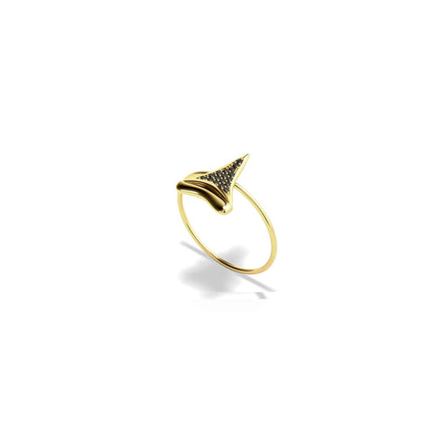 Anneau de dent de requin par Lauren Howe | Or Vermeil .925 | Cristal noir