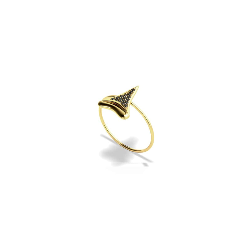 Shark Tooth Ring by Lauren Howe | .925 Sterling Gold Vermeil | Black Crystal