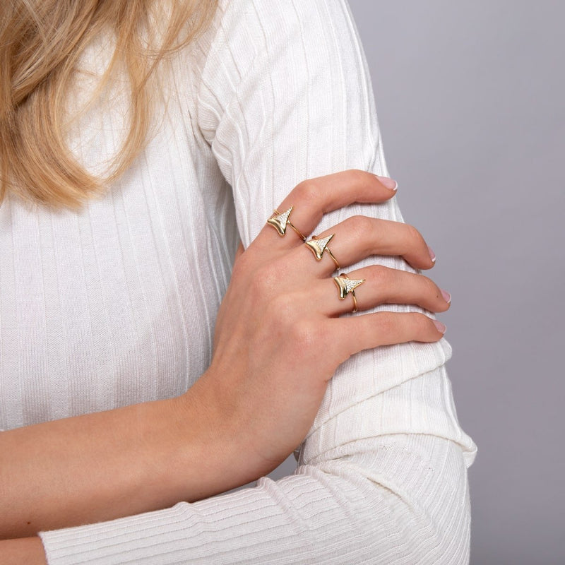 Shark Tooth Ring by Lauren Howe | .925 Sterling Gold Vermeil | Crystal