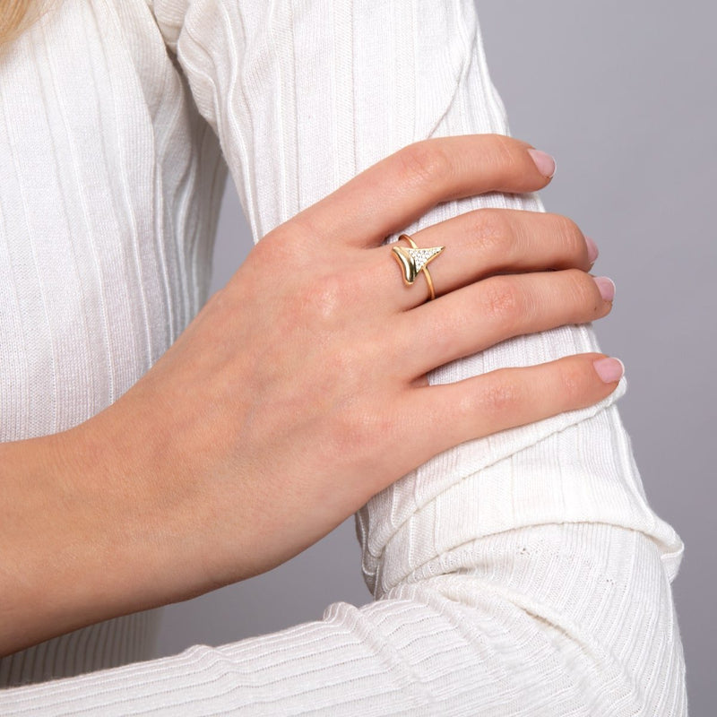 Shark Tooth Ring by Lauren Howe | .925 Sterling Gold Vermeil | Crystal