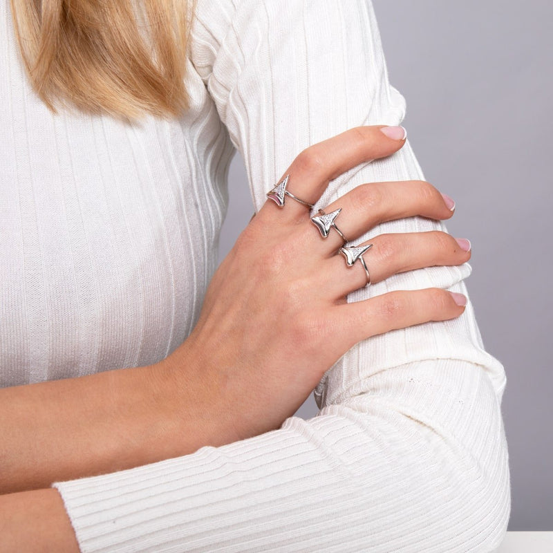 Shark Tooth Ring by Lauren Howe | .925 Sterling Silver | Crystal