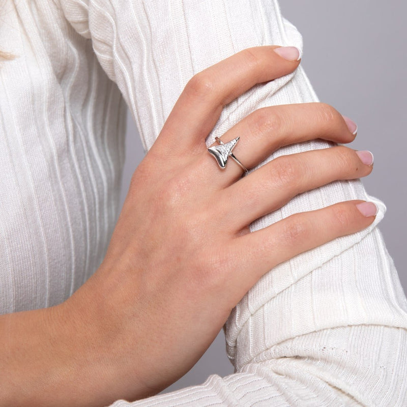 Shark Tooth Ring by Lauren Howe | .925 Sterling Silver | Crystal