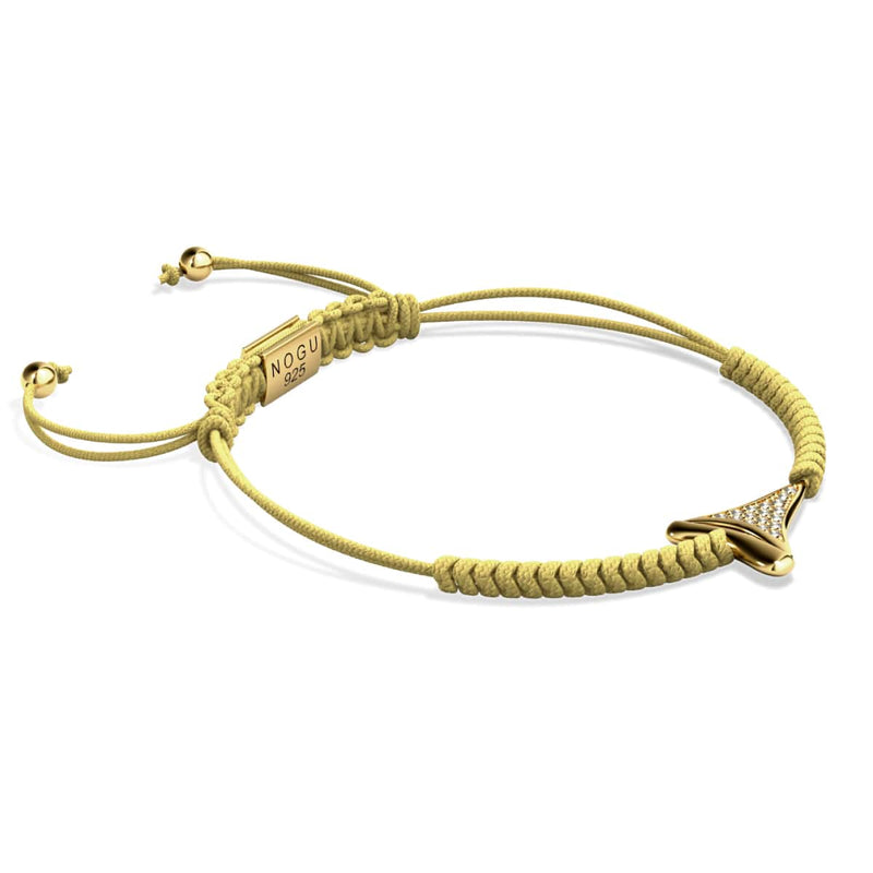 Shark Tooth Sand Macrame Bracelet by Lauren Howe | .925 Sterling Gold Vermeil | Crystal