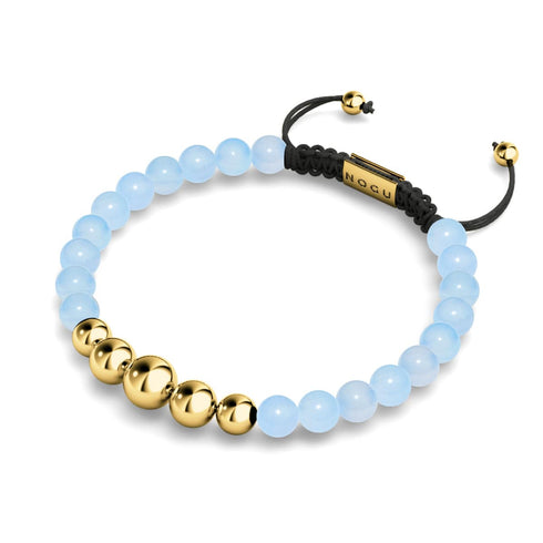 Aigue-marine | Or | Bracelet en macramé de pierres précieuses d'équilibre