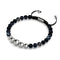 Agate ligne noire | Argent | Bracelet en macramé de pierres précieuses d'équilibre