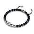 Agate ligne noire | Argent | Bracelet en macramé de pierres précieuses d'équilibre