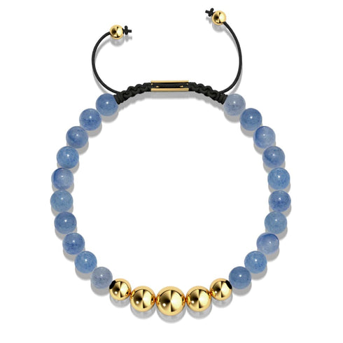 Aventurine bleue | Or | Bracelet en macramé de pierres précieuses d'équilibre