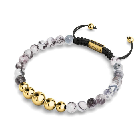 Jade Dalmatien | Or | Bracelet en macramé de pierres précieuses d'équilibre