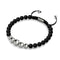 Agate noire mate | Argent | Bracelet en macramé de pierres précieuses d'équilibre
