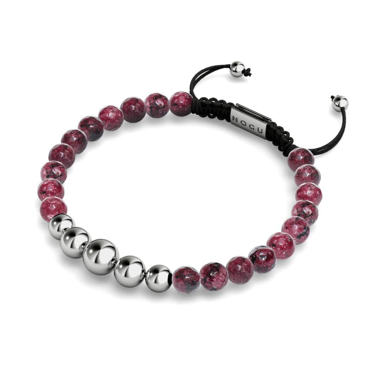 Agate de Mûrier | Argent | Bracelet en macramé de pierres précieuses d'équilibre