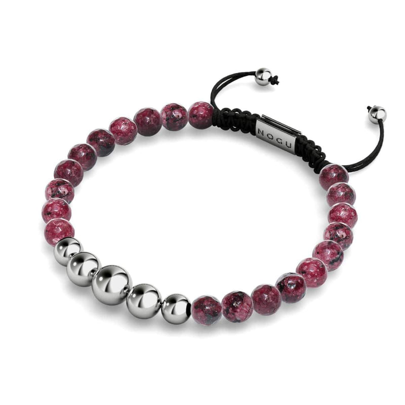 Agate de Mûrier | Argent | Bracelet en macramé de pierres précieuses d'équilibre