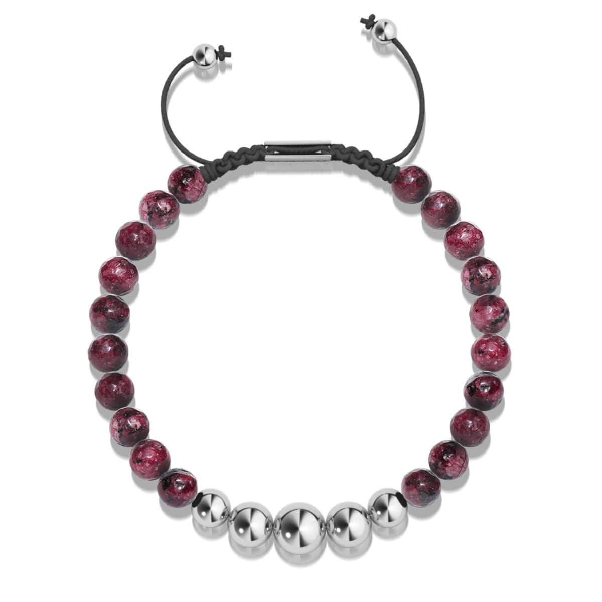 Agate de Mûrier | Argent | Bracelet en macramé de pierres précieuses d'équilibre
