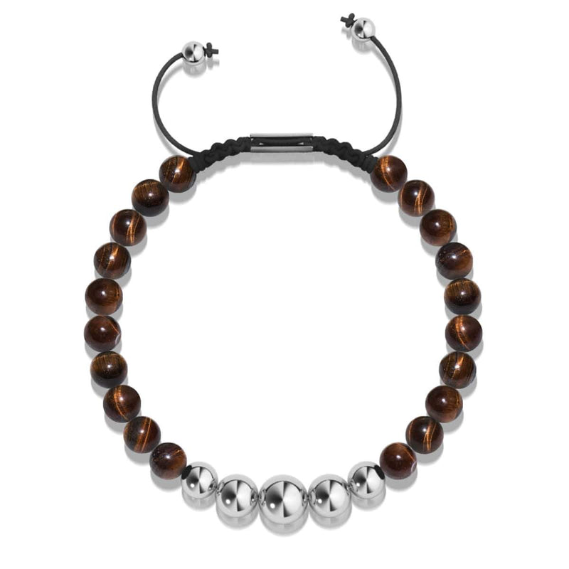 Oeil de tigre | Argent | Bracelet en macramé de pierres précieuses d'équilibre