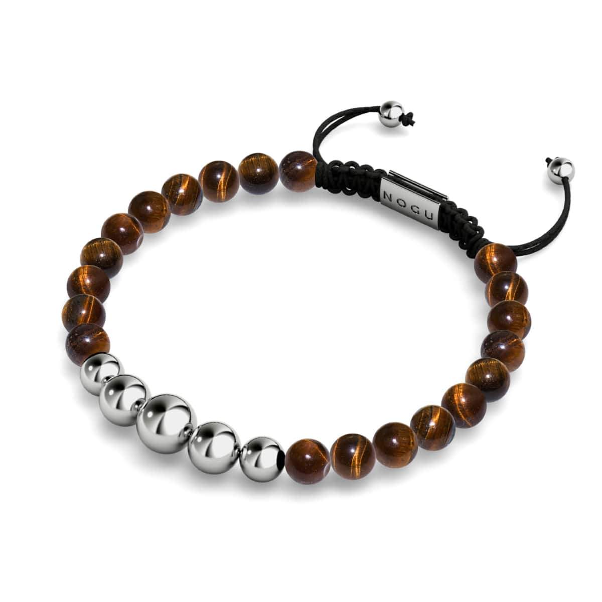 Oeil de tigre | Argent | Bracelet en macramé de pierres précieuses d'équilibre