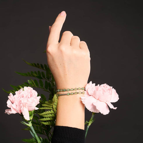 Aventurine verte x or blanc | Enveloppe de pierres précieuses Boho