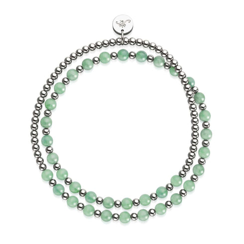 Aventurine verte x or blanc | Enveloppe de pierres précieuses Boho