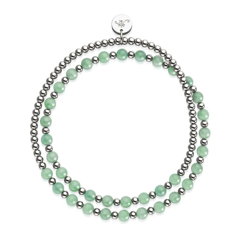 Aventurine verte x or blanc | Enveloppe de pierres précieuses Boho