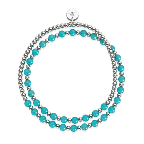 Turquoise x Or Blanc | Enveloppe de pierres précieuses Boho