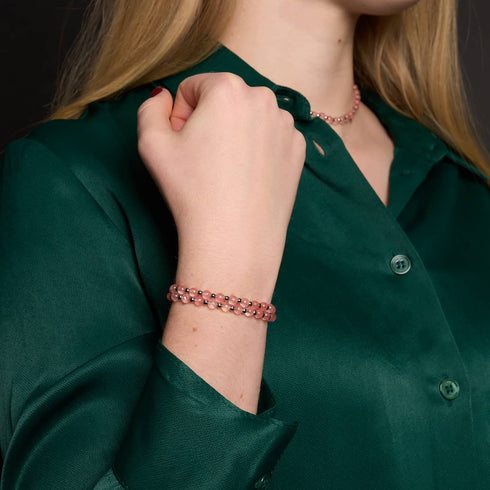 Quartz pastèque x or blanc | Enveloppe de pierres précieuses Boho