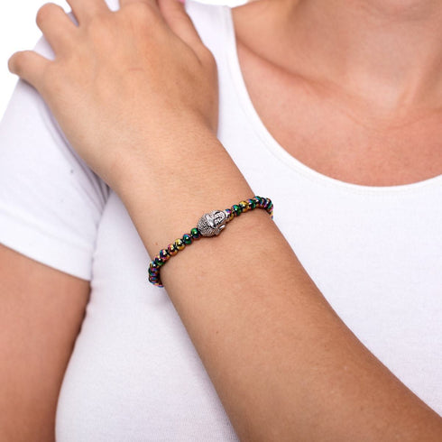 Dharma | Licorne Argent | Bracelet à breloques Bouddha