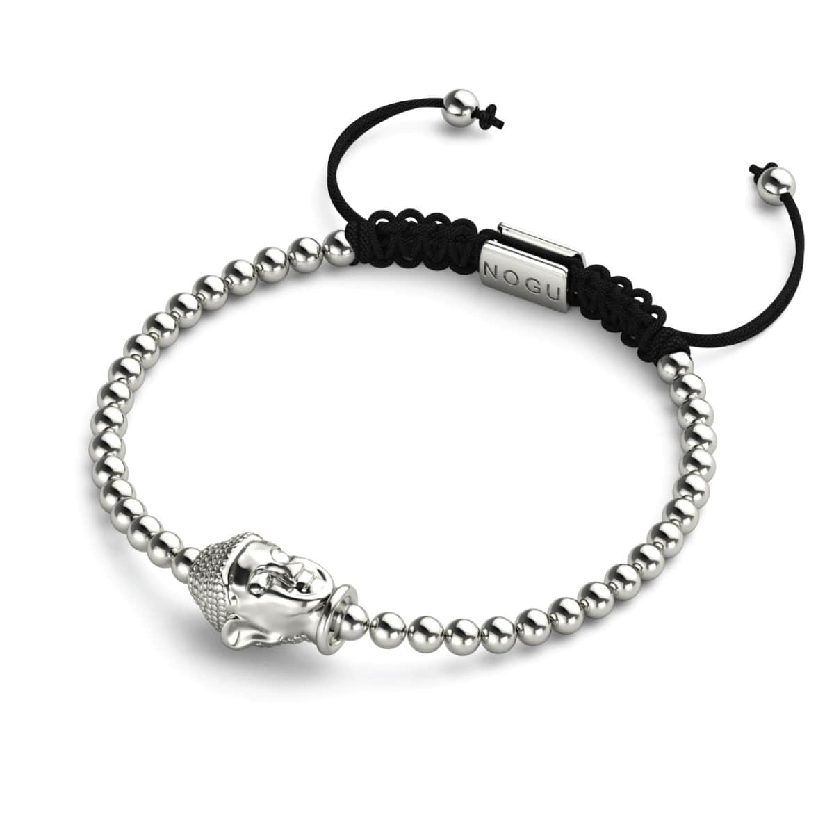 Bouddha doré | Argent | Noir | Bracelet Charmballa en macramé