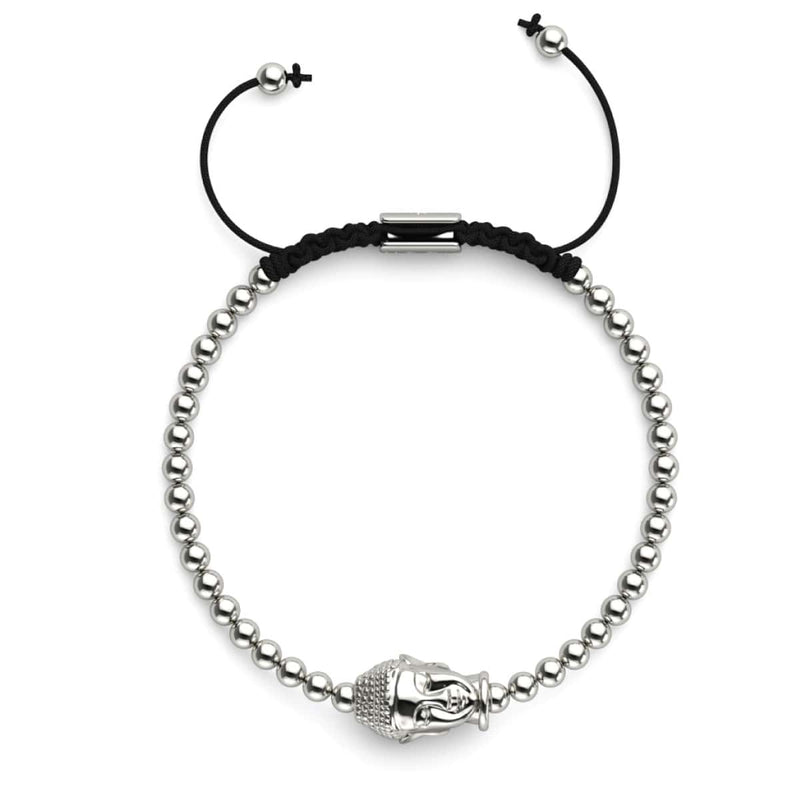 Gilded Buddha | Silver | Black | Macrame Charmballa Bracelet