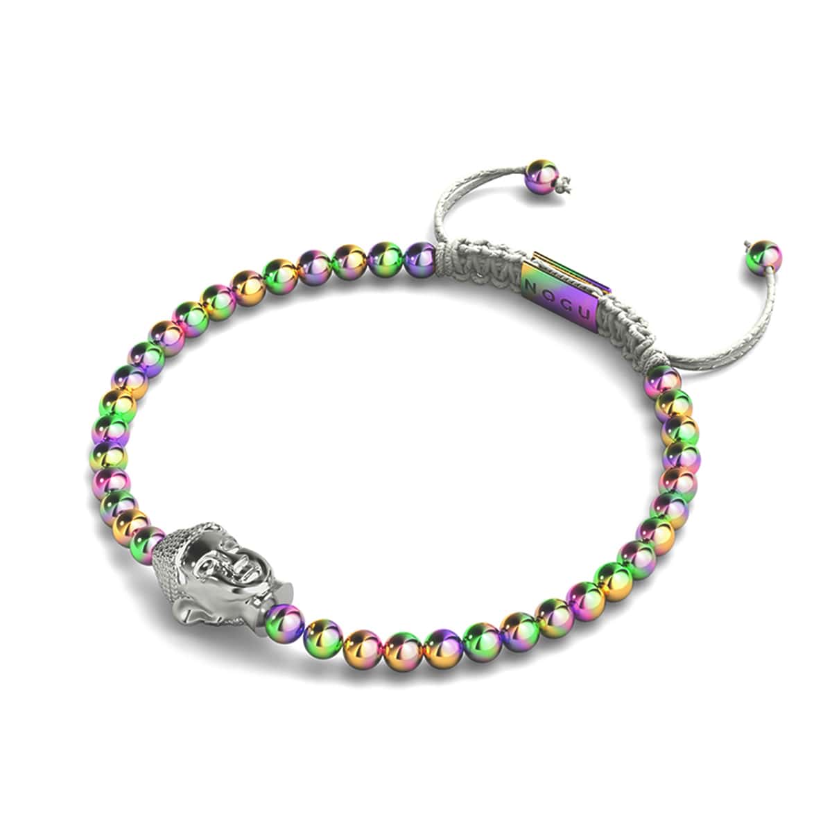 Bouddha doré | Licorne Argent x Blanc | Bracelet Charmballa