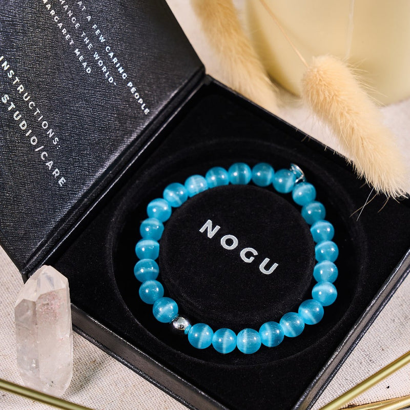 Aquamarine | .925 Sterling Silver | Cheshire Glass Bracelet
