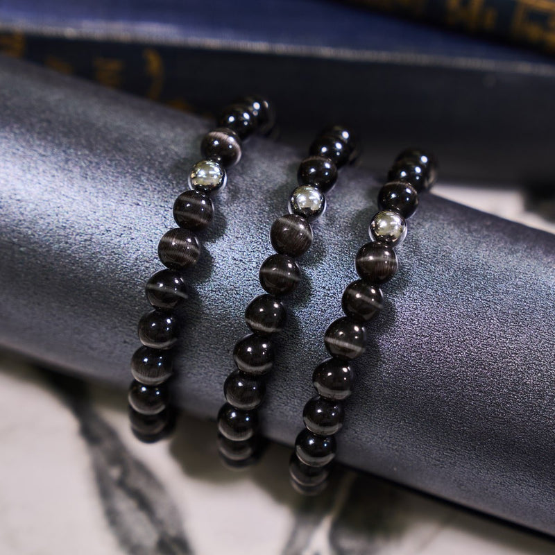 Martre noire | Argent sterling .925 | Bracelet en verre du Cheshire