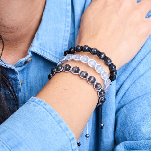 Martre noire | Argent | Bracelet Cheshire Glass Charmballa