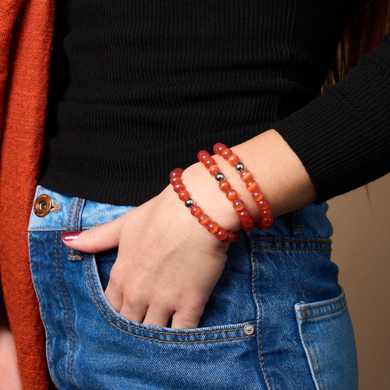 Lune de sang | Argent sterling .925 | Bracelet en verre du Cheshire