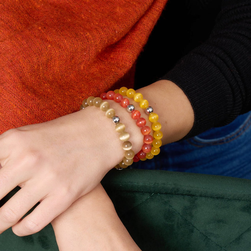 Sphynx Caramel | Argent sterling .925 | Bracelet en verre du Cheshire