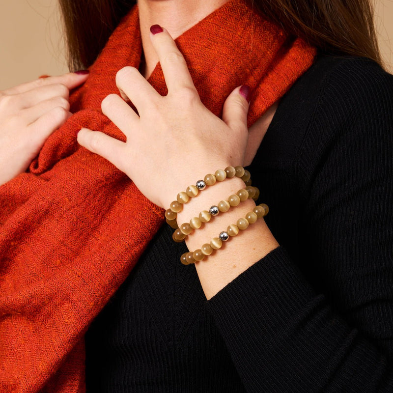 Sphynx Caramel | Argent sterling .925 | Bracelet en verre du Cheshire