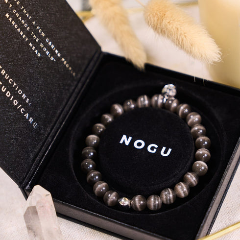 Charbon | Argent sterling .925 | Bracelet en verre du Cheshire