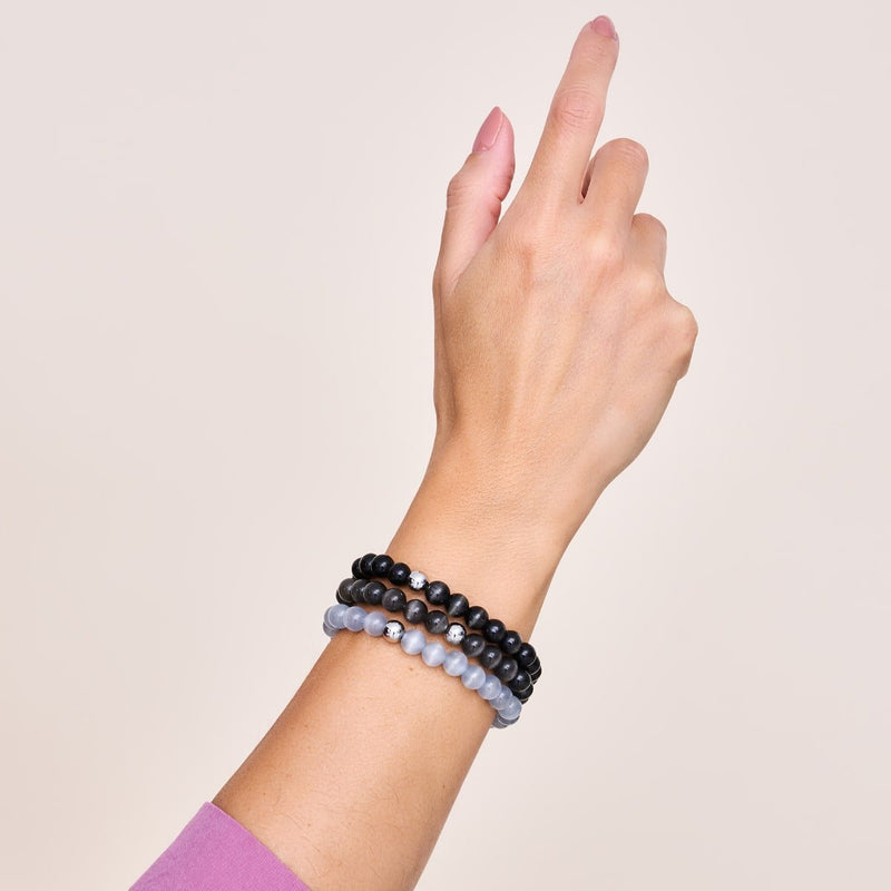 Charbon | Argent sterling .925 | Bracelet en verre du Cheshire